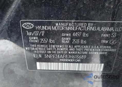 2018 Hyundai Sonata Se z USA, uszkodzony, nr VIN 5NPE24AF8JH613689